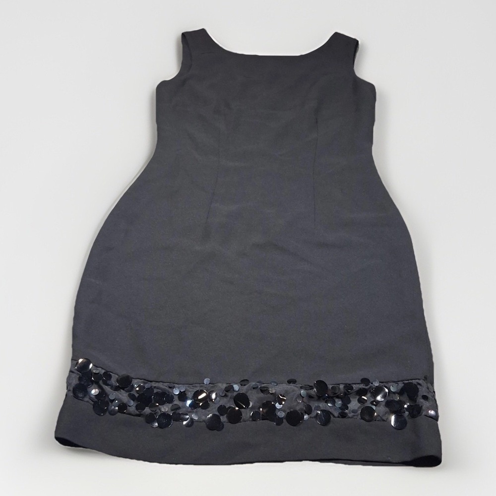 Jones New York Dress Black Sequin Hem Sleeveless Sheath Cocktail‎ Dress Size 4